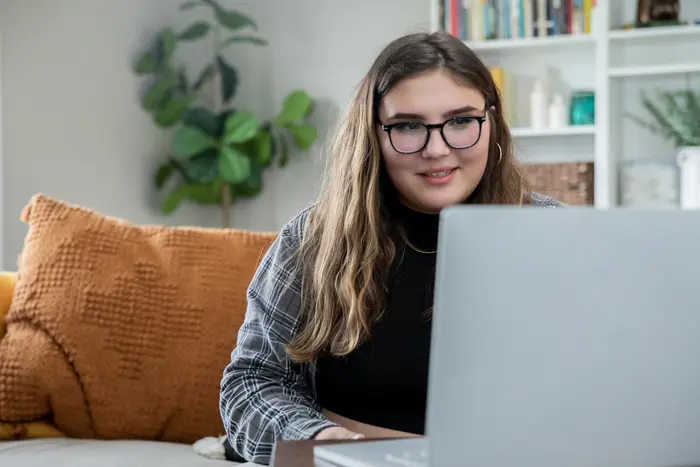 A female college student on a virtual conference